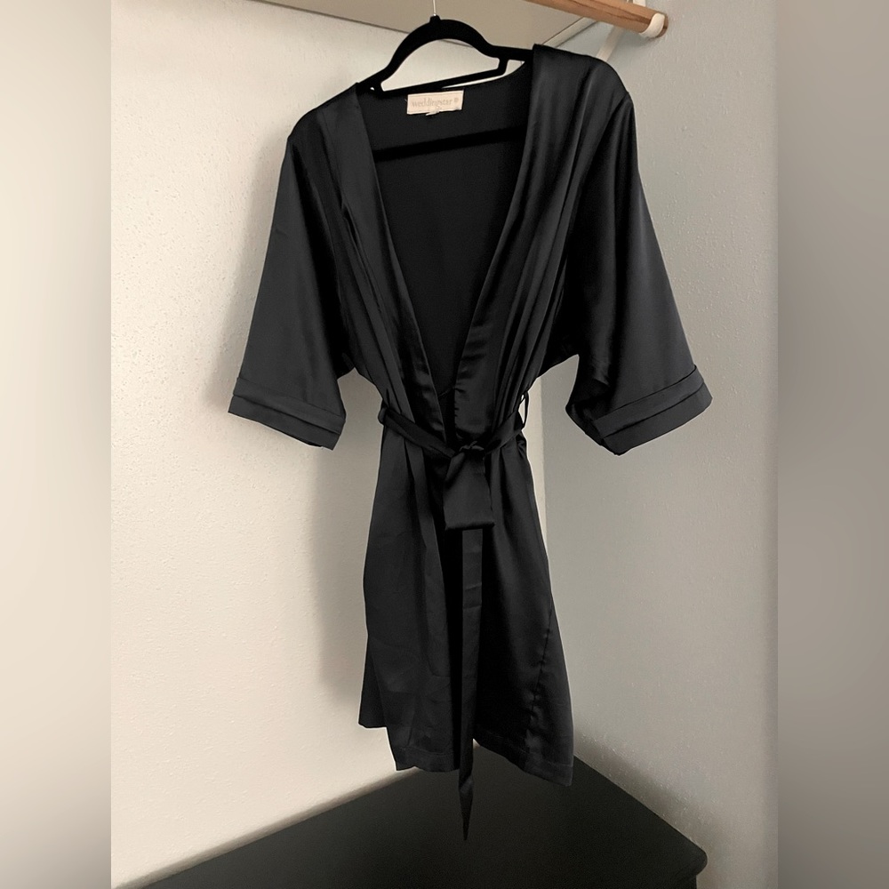 Navy Satin Robe